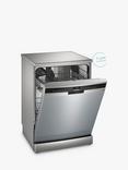 Siemens iQ300 SN23Hi00KG Freestanding Dishwasher, Silver Inox