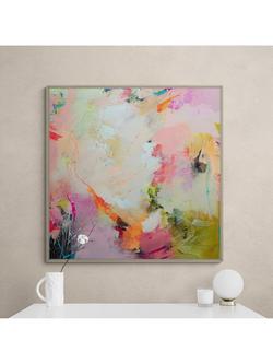 John Lewis Natasha Barnes 'Cherry Blossom' Abstract Framed Canvas Print, 104 x 104cm, Pink/Multi - view 2, Pink/Multi