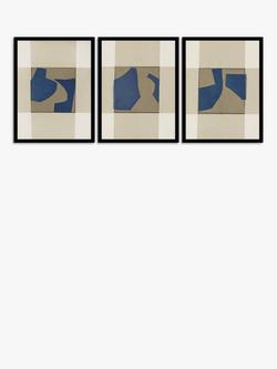 John Lewis Cartissi Studio 'Blowing' Framed Print, Set of 3, 42 x 32cm, Blue, Blue