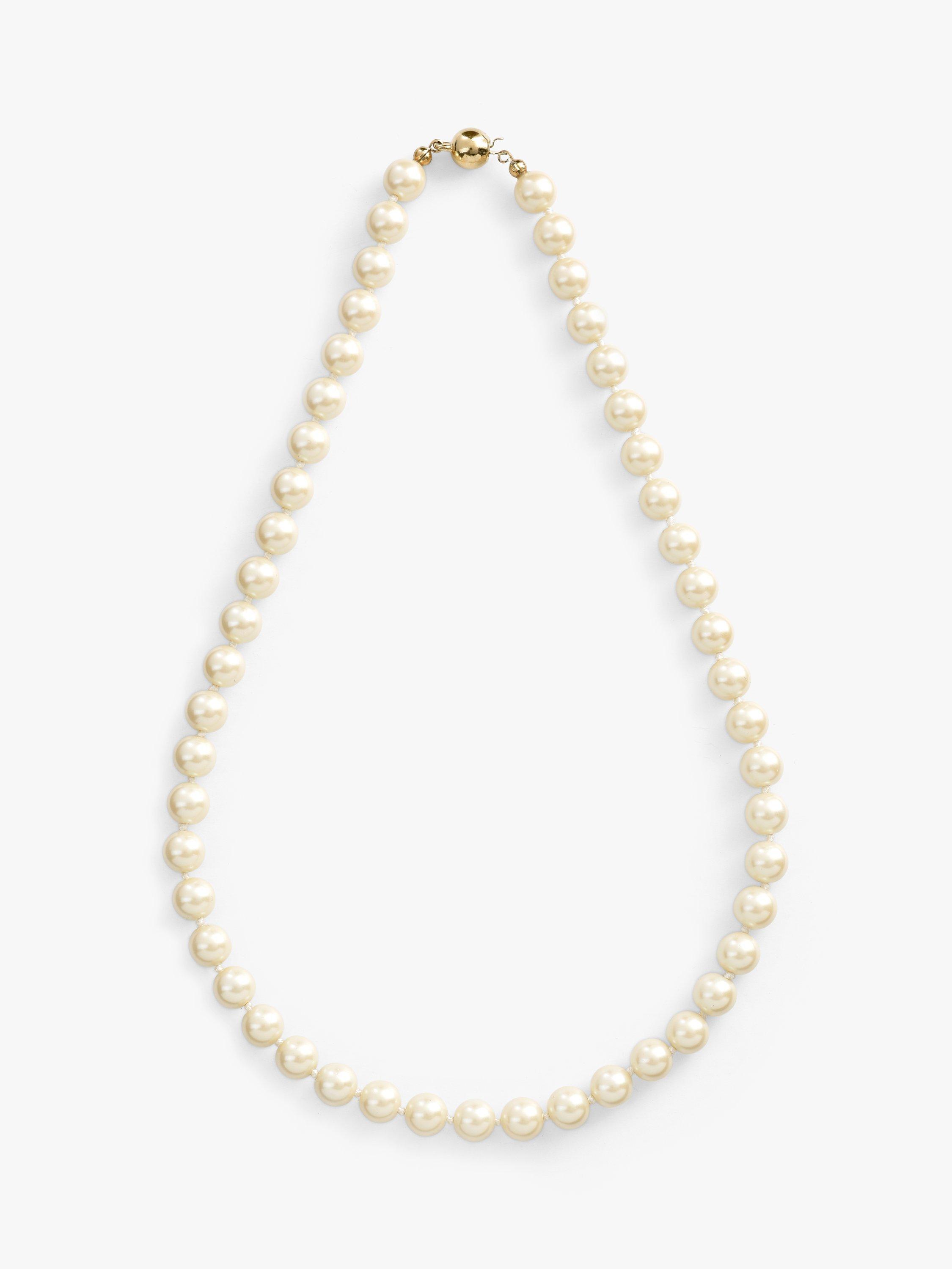 Product image 1 of 2, which shows Eclectica Pre-Loved Single Row Faux Pearl Necklace, Cream/Gold
