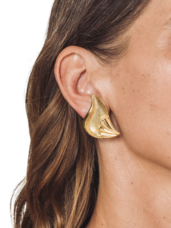 Eclectica Pre-Loved Ear Lobe Cover Clip-On Earrings, Dated Circa 1980s - view 2, Gold