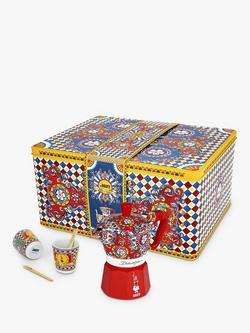 Bialetti Dolce & Gabbana Sicilian Carretto Moka Express Hob Espresso Coffee Maker & 2 Cups Gift Set, Multi