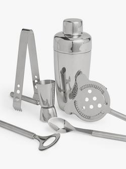 John Lewis Stainless Steel Cocktail Bar Set, 7 Piece - view 2, Silver