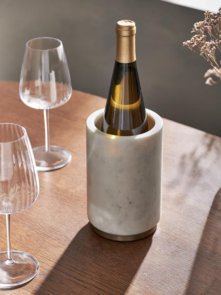 John Lewis Marble & Stainless Steel Wine Cooler, Gold/White - view 2, Gold/White
