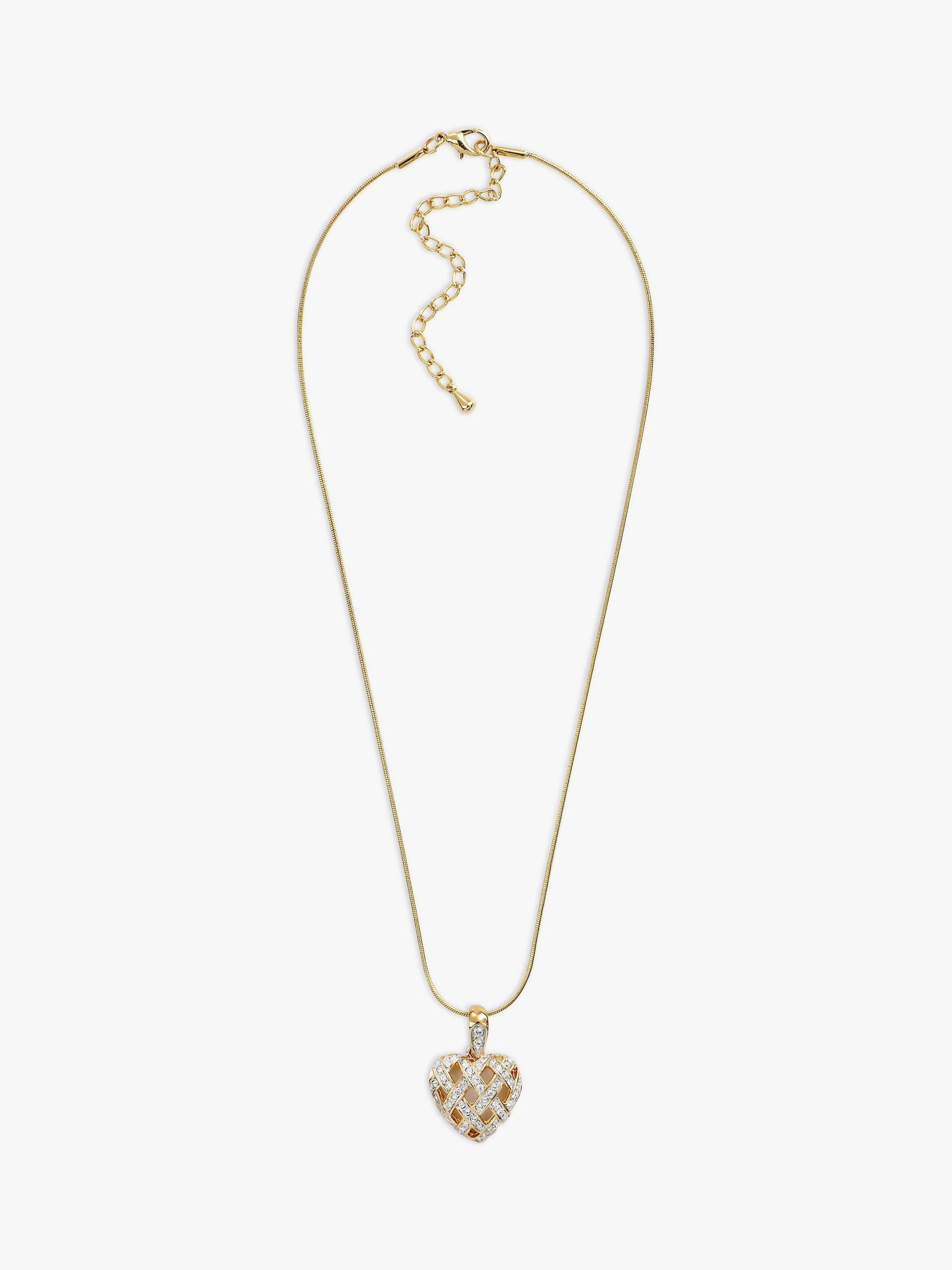 Product image 1 of 1, which shows Eclectica Pre-Loved Cubic Zirconia Grid Heart Pendant Necklace, Gold