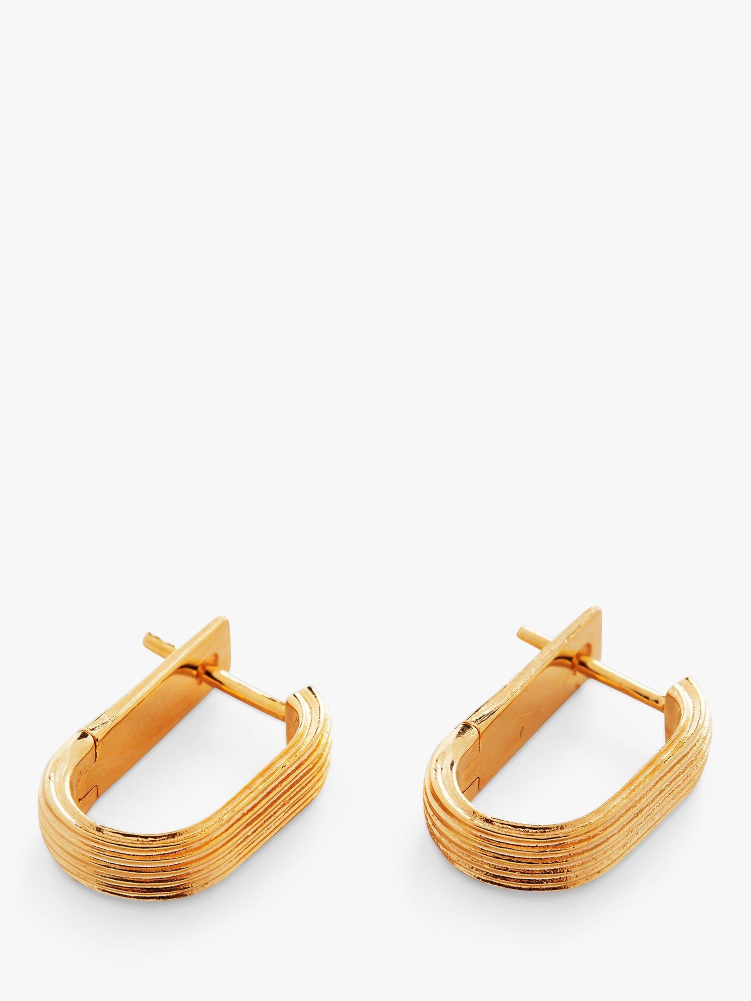 Product image 4 of 6, which shows Monica Vinader Groove Baroque Pearl Huggie Earrings, Gold