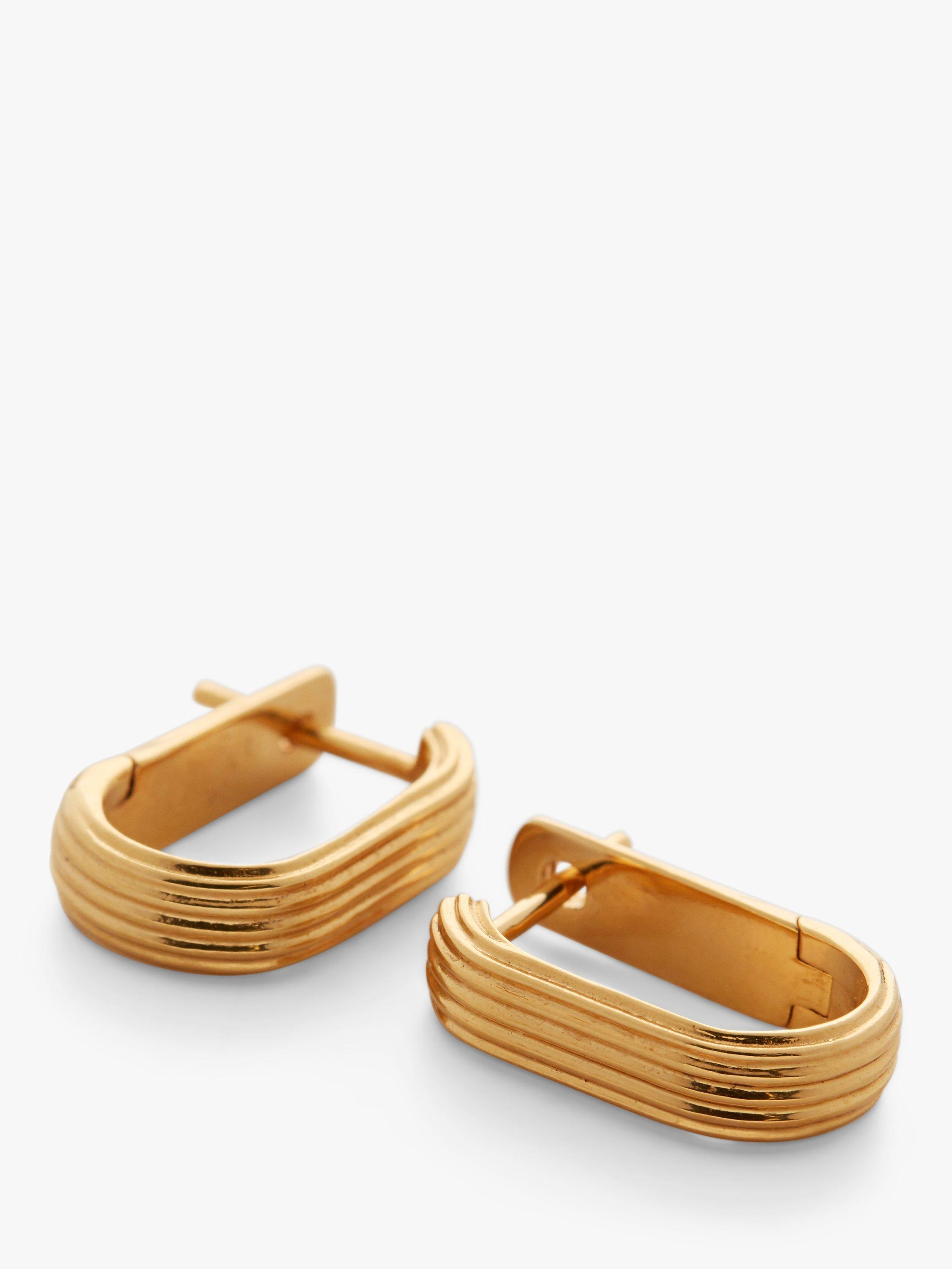 Product image 5 of 6, which shows Monica Vinader Groove Baroque Pearl Huggie Earrings, Gold