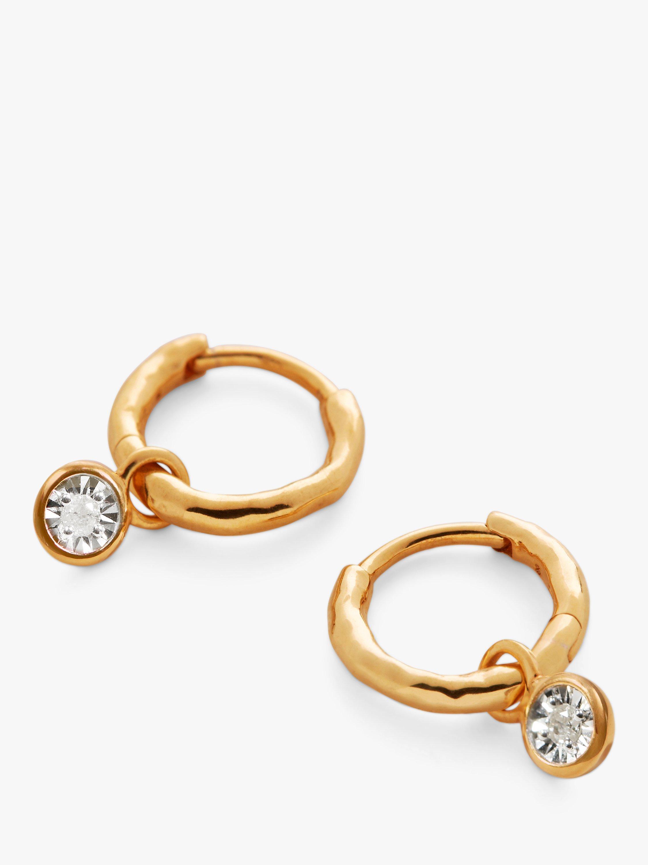 Monica Vinader Siren Muse Diamond Mini Huggie Hoop Earrings Gold