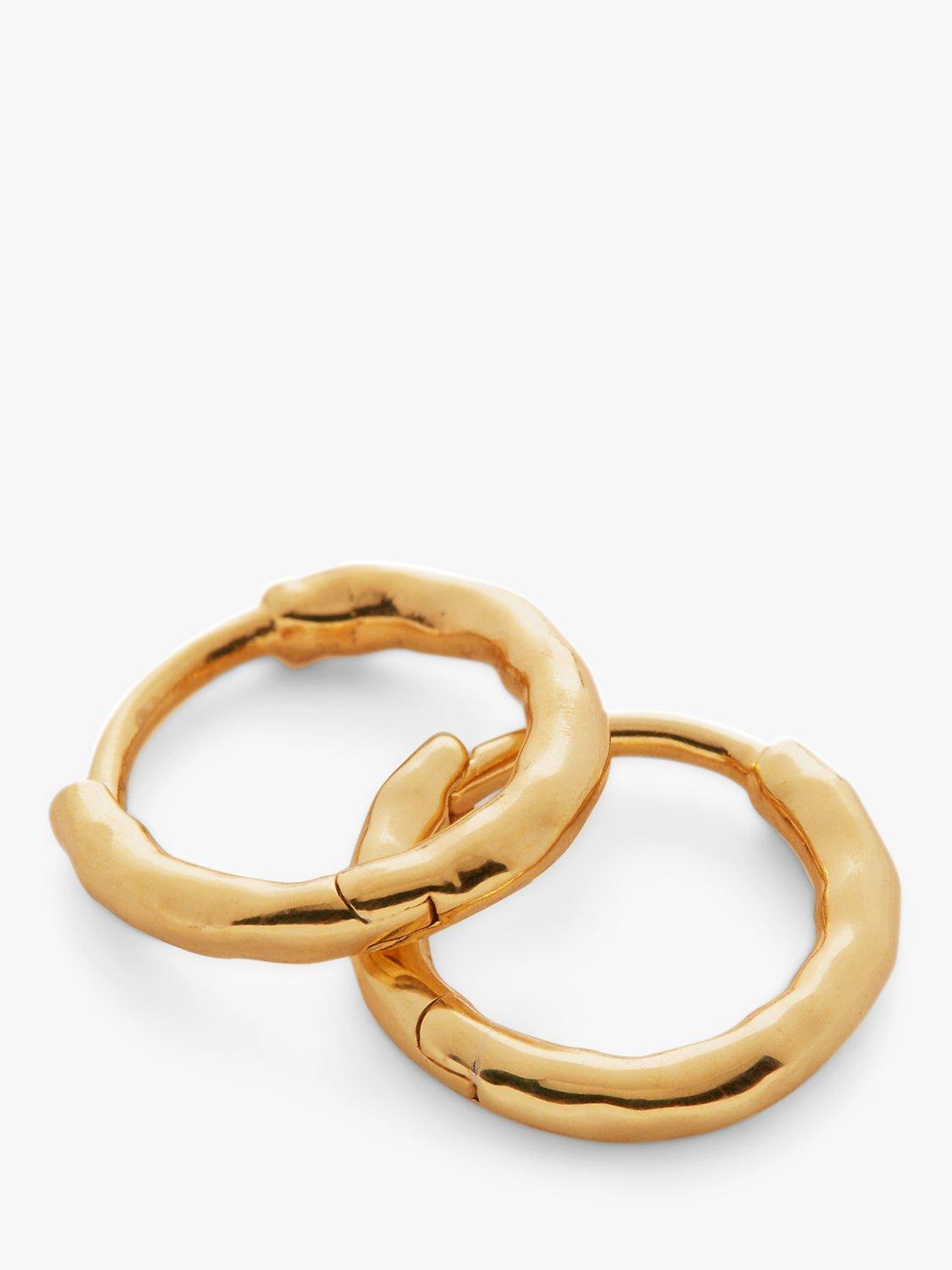 Product image 6 of 7, which shows Monica Vinader Siren Muse Diamond Mini Huggie Hoop Earrings, Gold