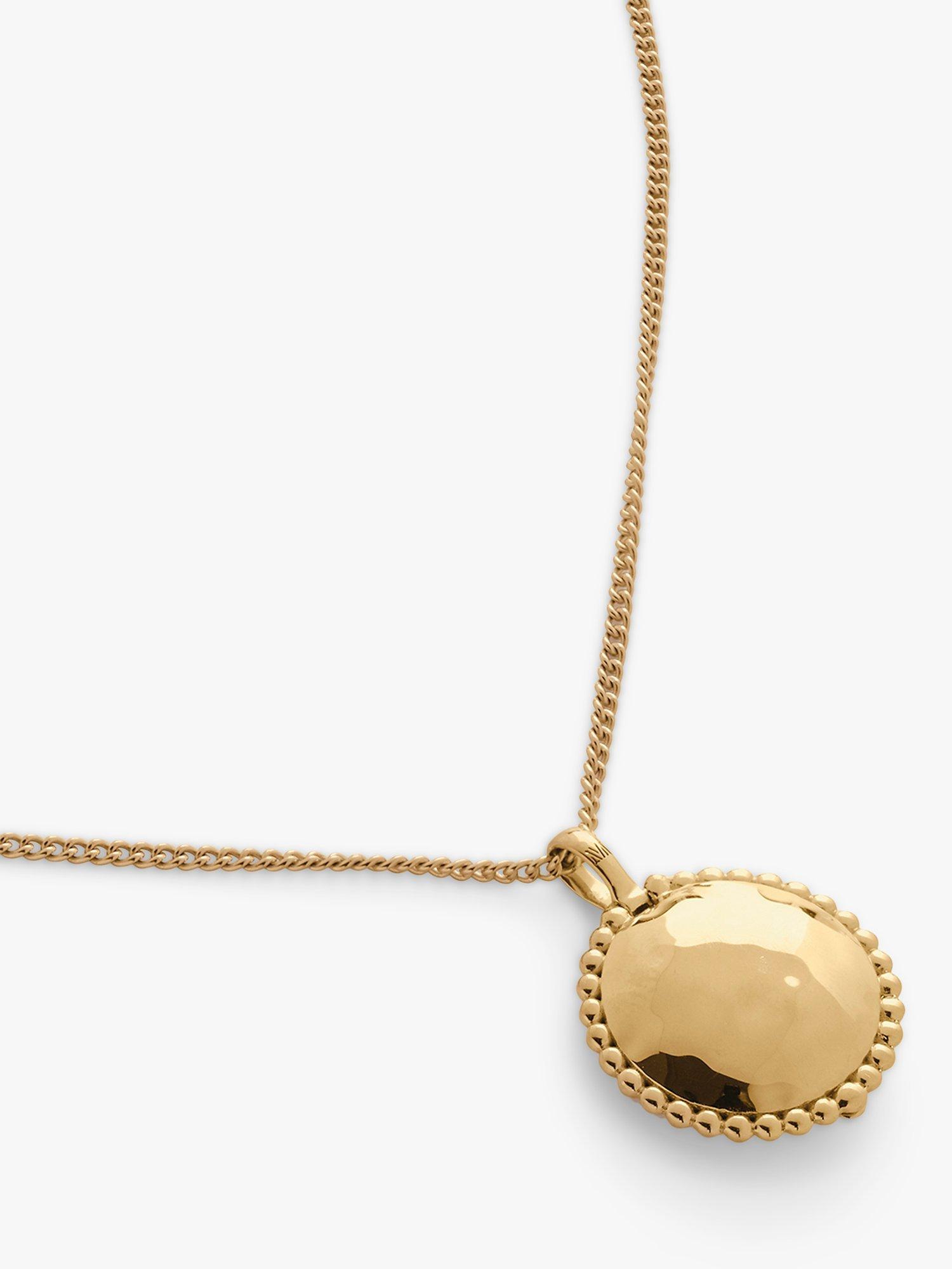 Product image 1 of 7, which shows Monica Vinader Curb Chain Locket Necklace, Gold