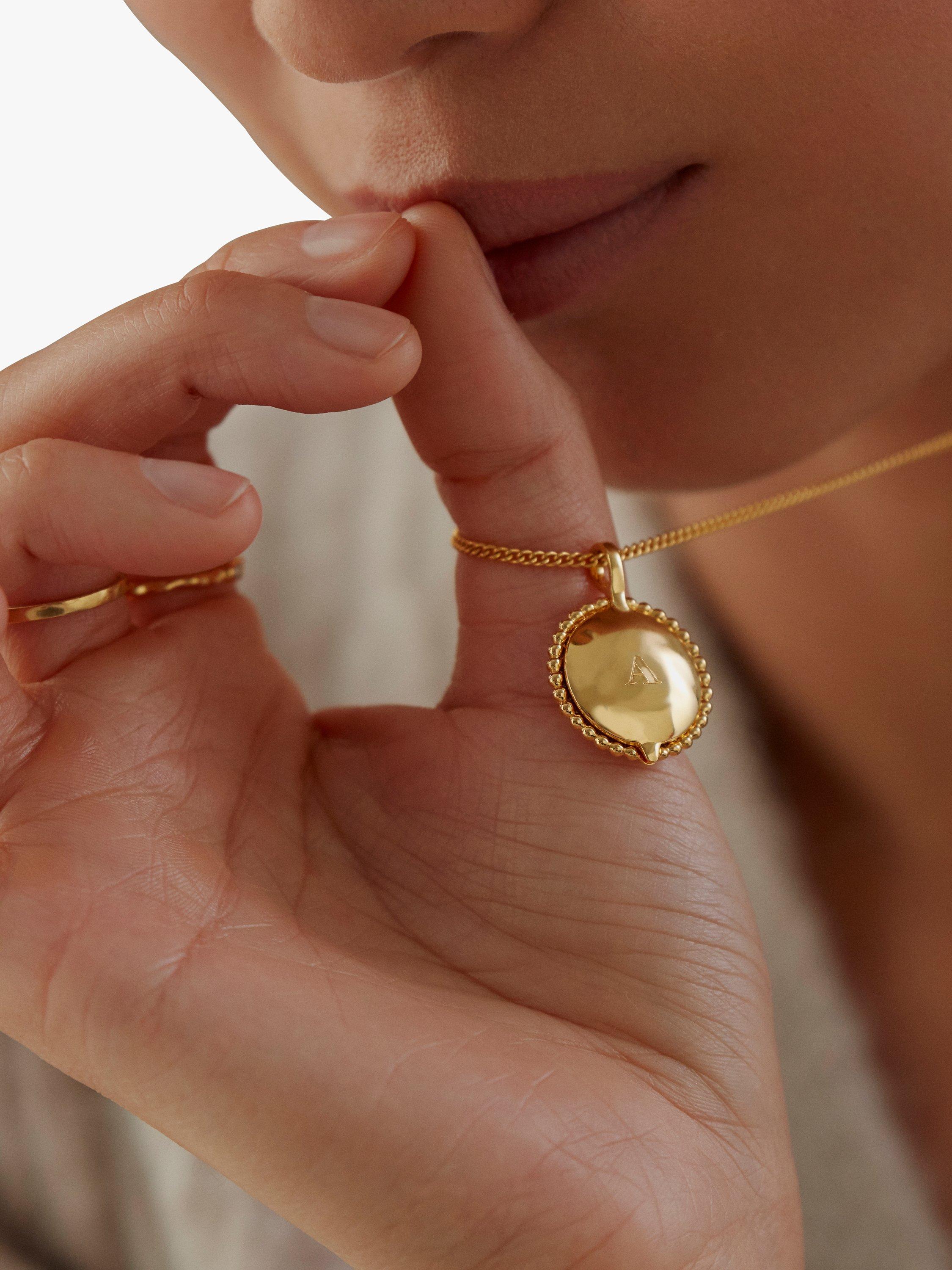 Product image 2 of 7, which shows Monica Vinader Curb Chain Locket Necklace, Gold
