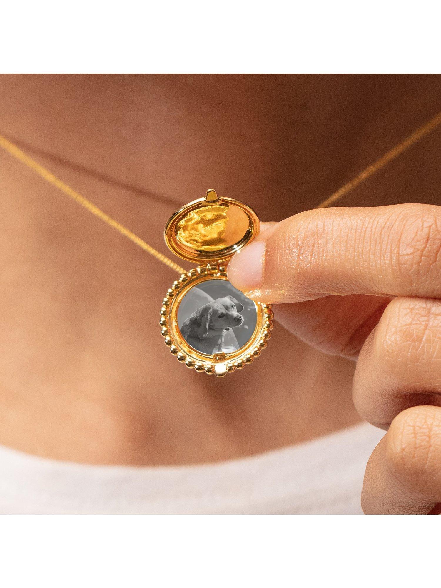 Product image 3 of 7, which shows Monica Vinader Curb Chain Locket Necklace, Gold