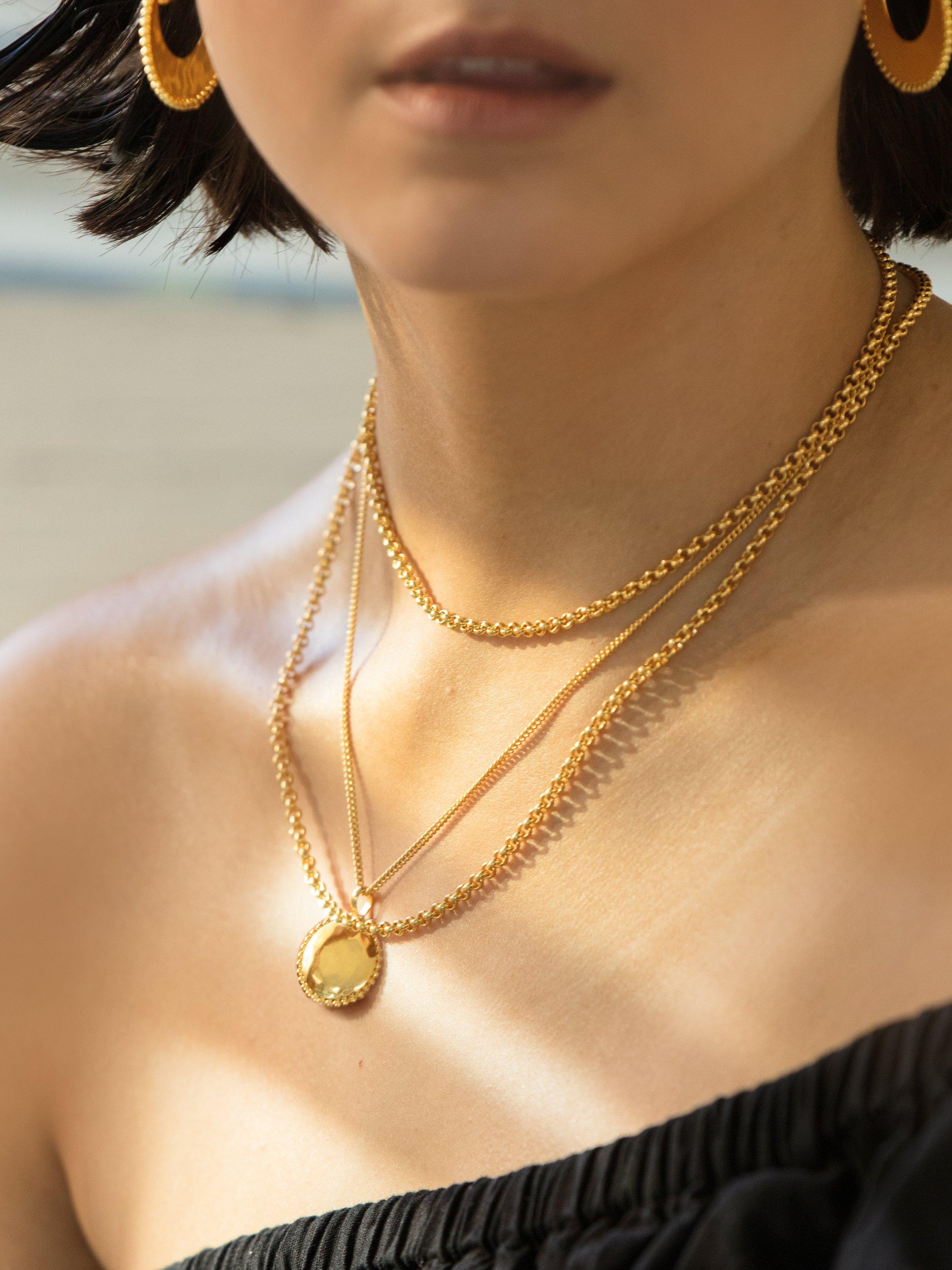 Product image 5 of 7, which shows Monica Vinader Curb Chain Locket Necklace, Gold