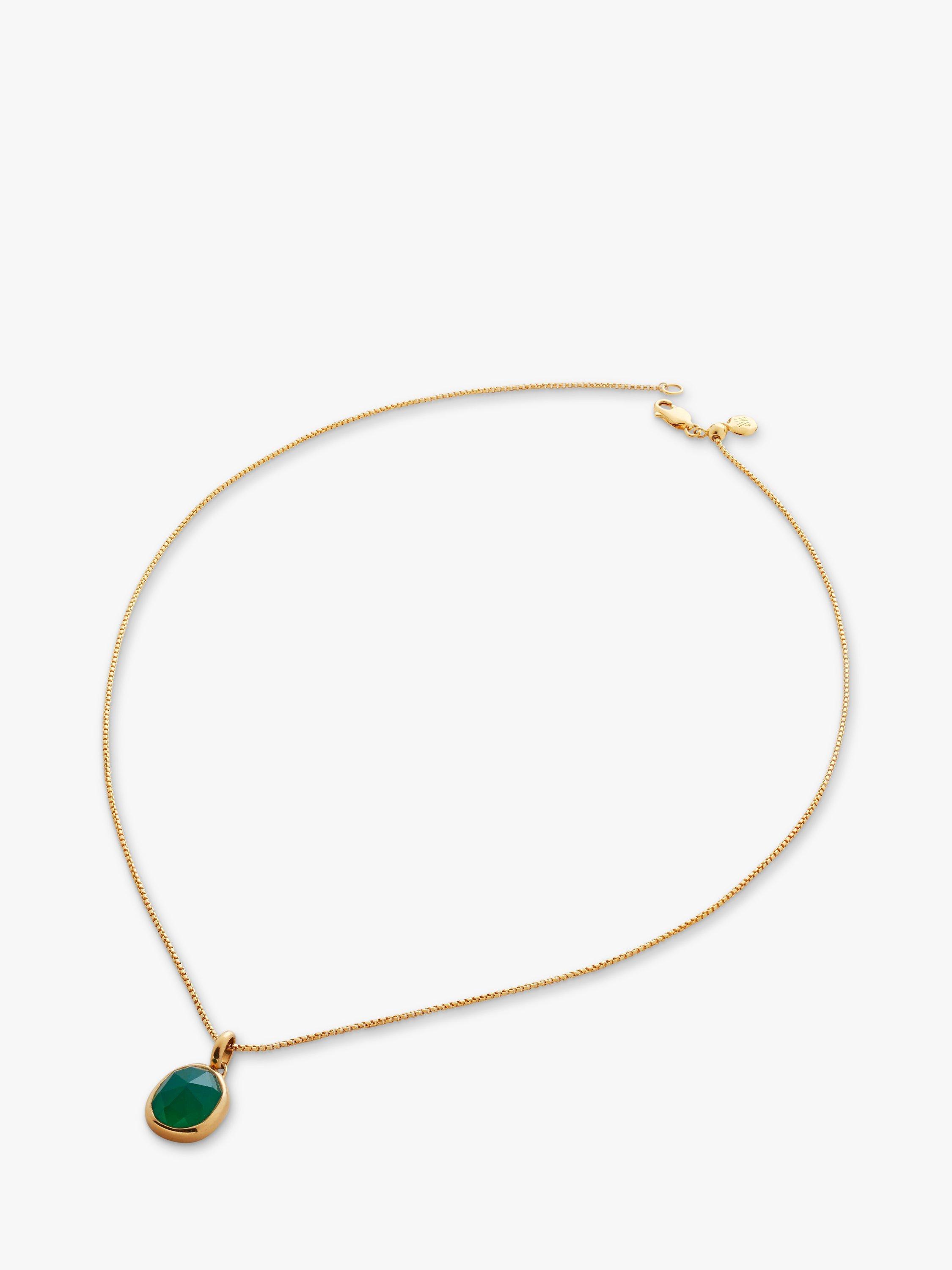 Product image 1 of 3, which shows Monica Vinader Oval Onyx Bezel Pendant Necklace, Gold/Green
