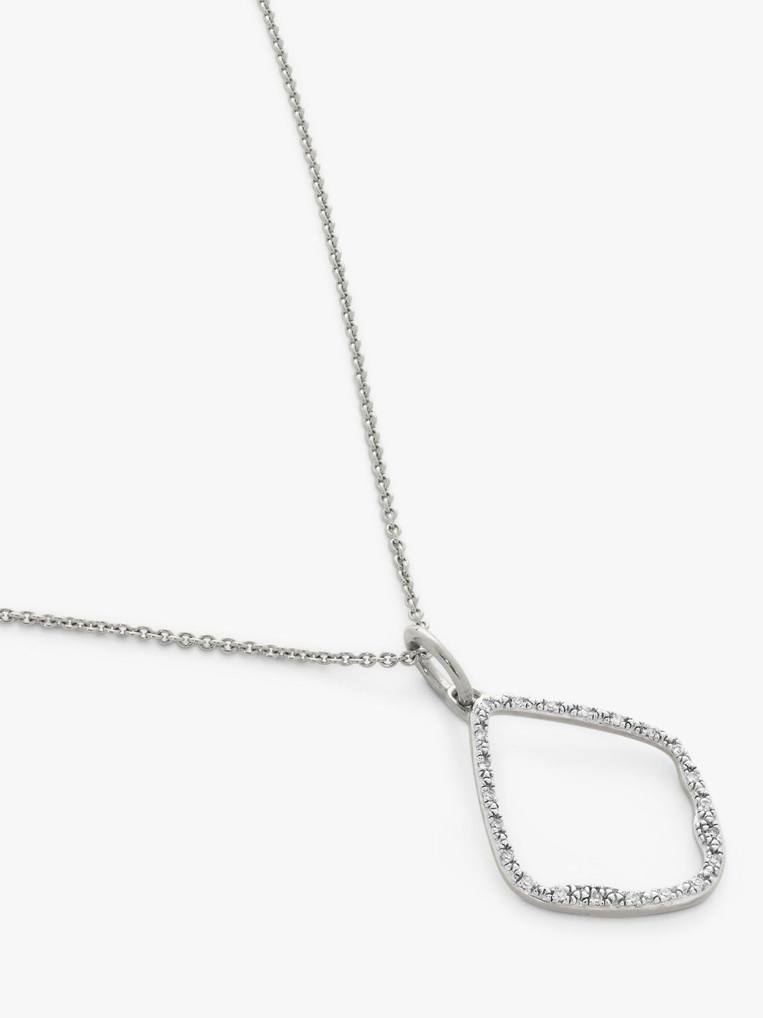 Product image 1 of 3, which shows Monica Vinader Diamond Pendant Necklace, Silver