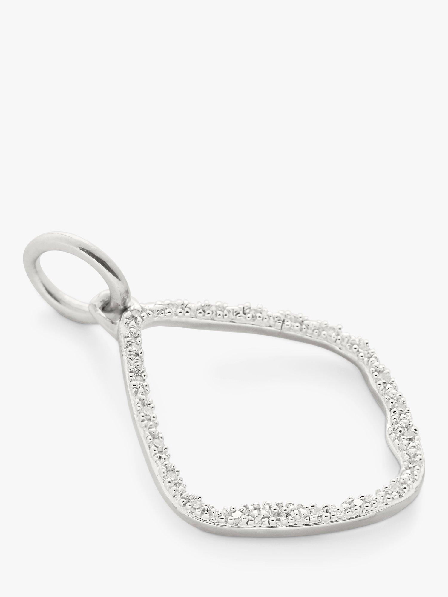 Product image 2 of 3, which shows Monica Vinader Diamond Pendant Necklace, Silver