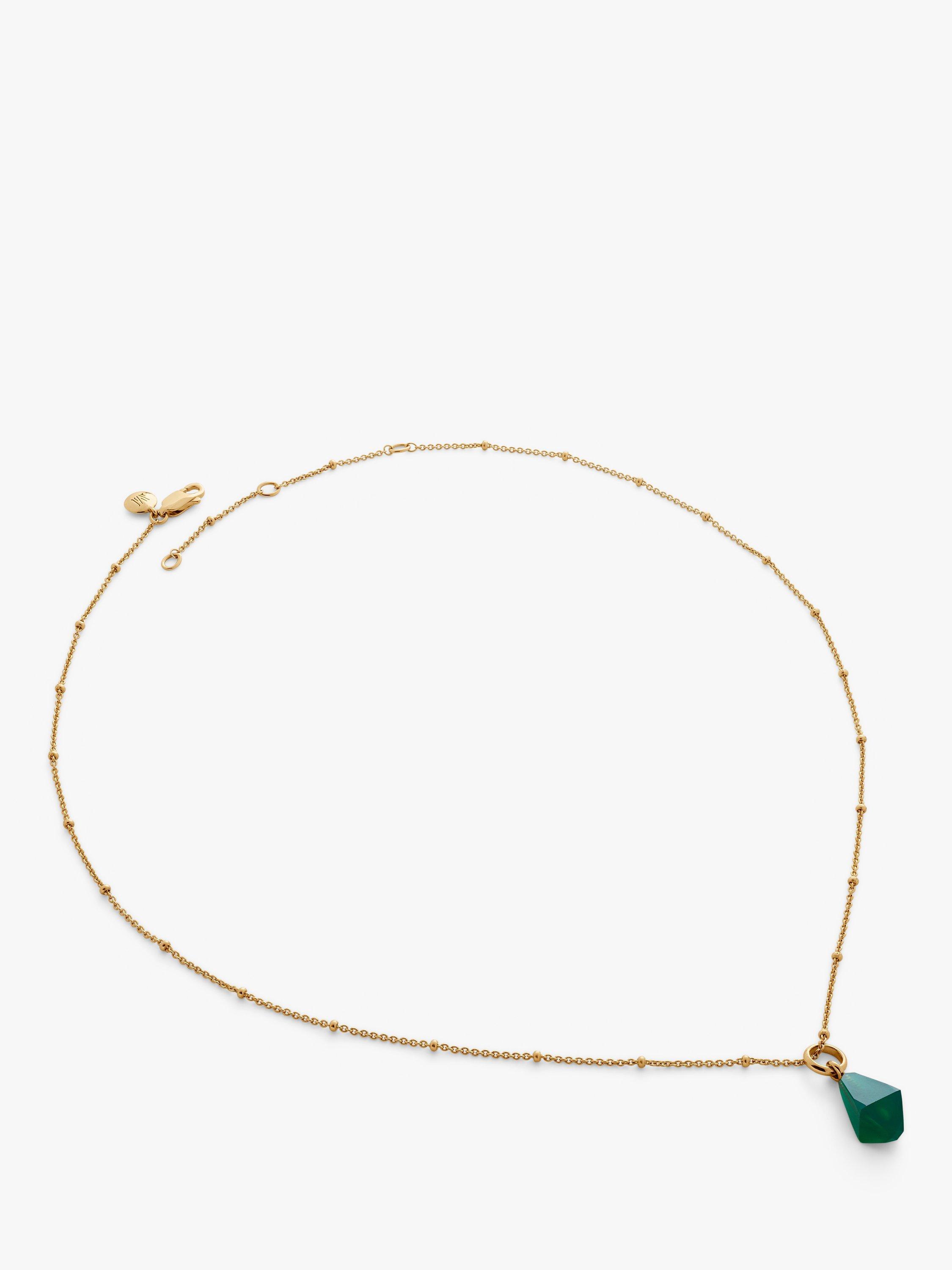 Product image 1 of 4, which shows Monica Vinader Onyx Beaded Chain Necklace, Gold/Green
