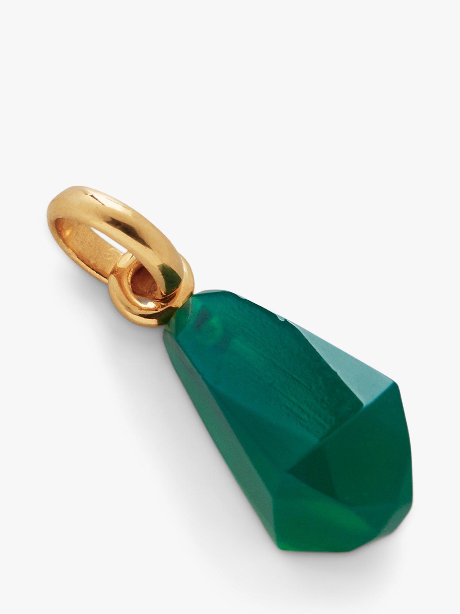 Product image 3 of 4, which shows Monica Vinader Onyx Beaded Chain Necklace, Gold/Green