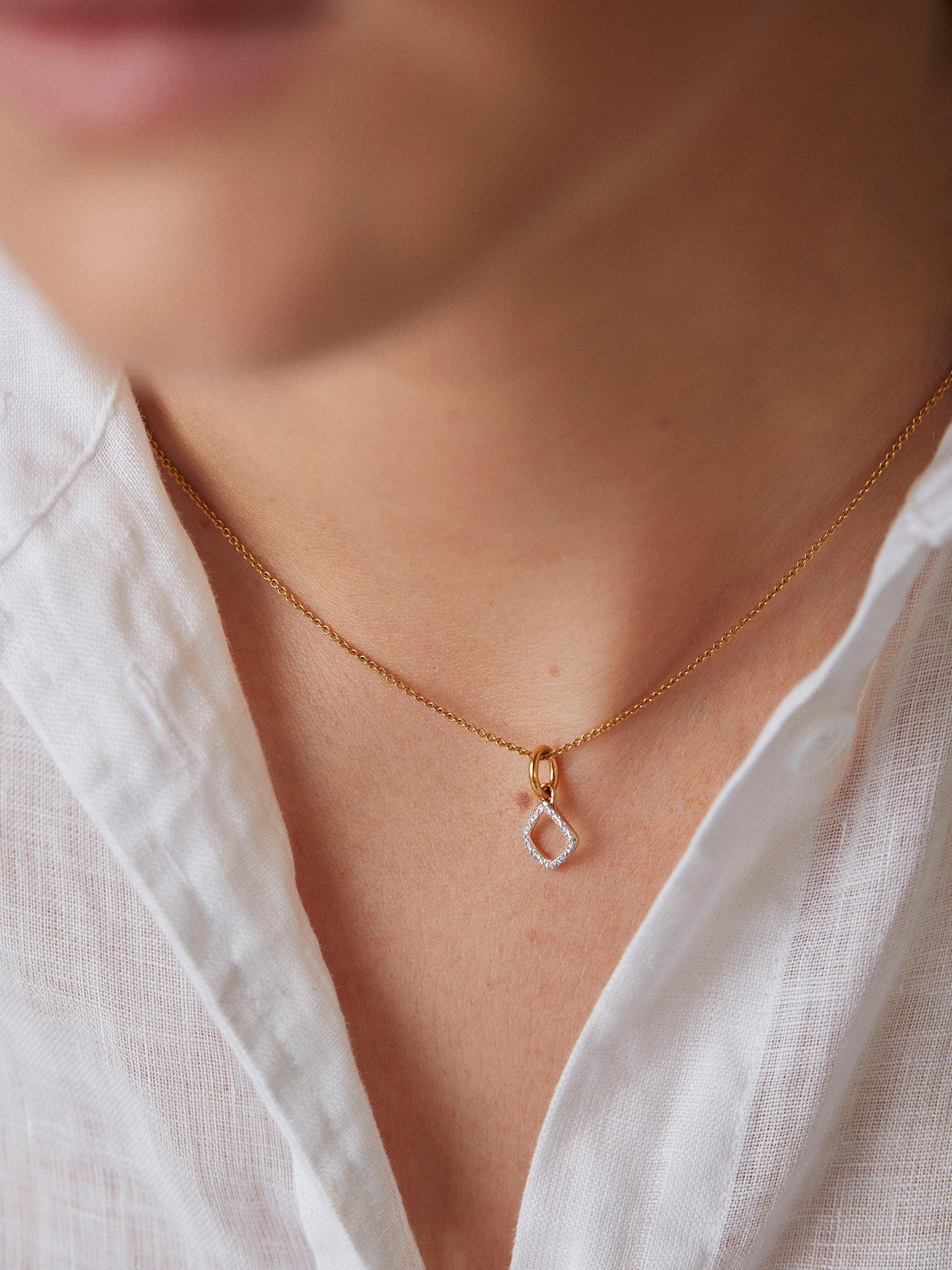 Product image 2 of 4, which shows Monica Vinader Riva Mini Kite Diamond Necklace, Gold