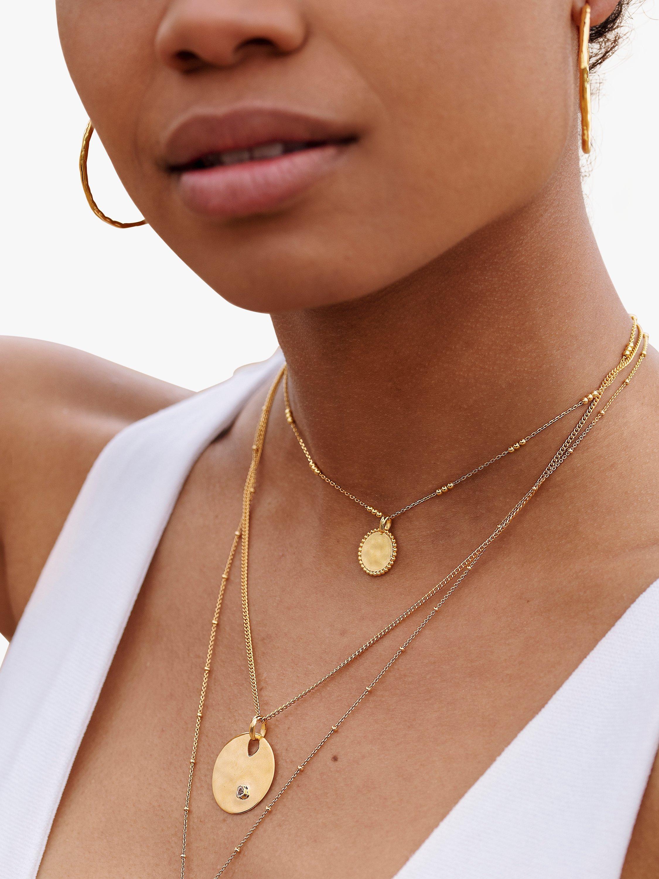 Product image 2 of 3, which shows Monica Vinader Triple Beaded Deia Pendant Necklace, Gold