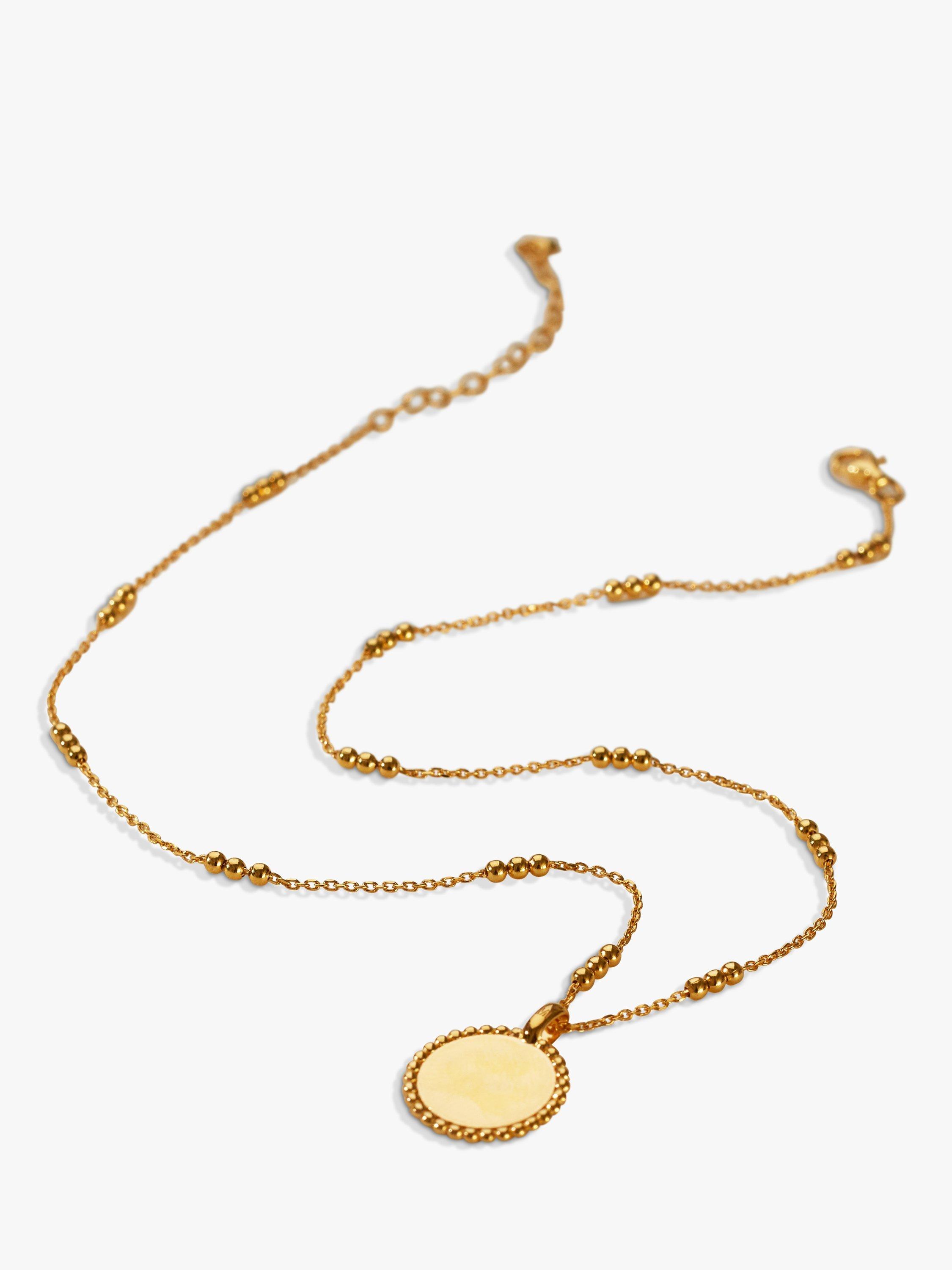 Product image 1 of 3, which shows Monica Vinader Triple Beaded Deia Pendant Necklace, Gold
