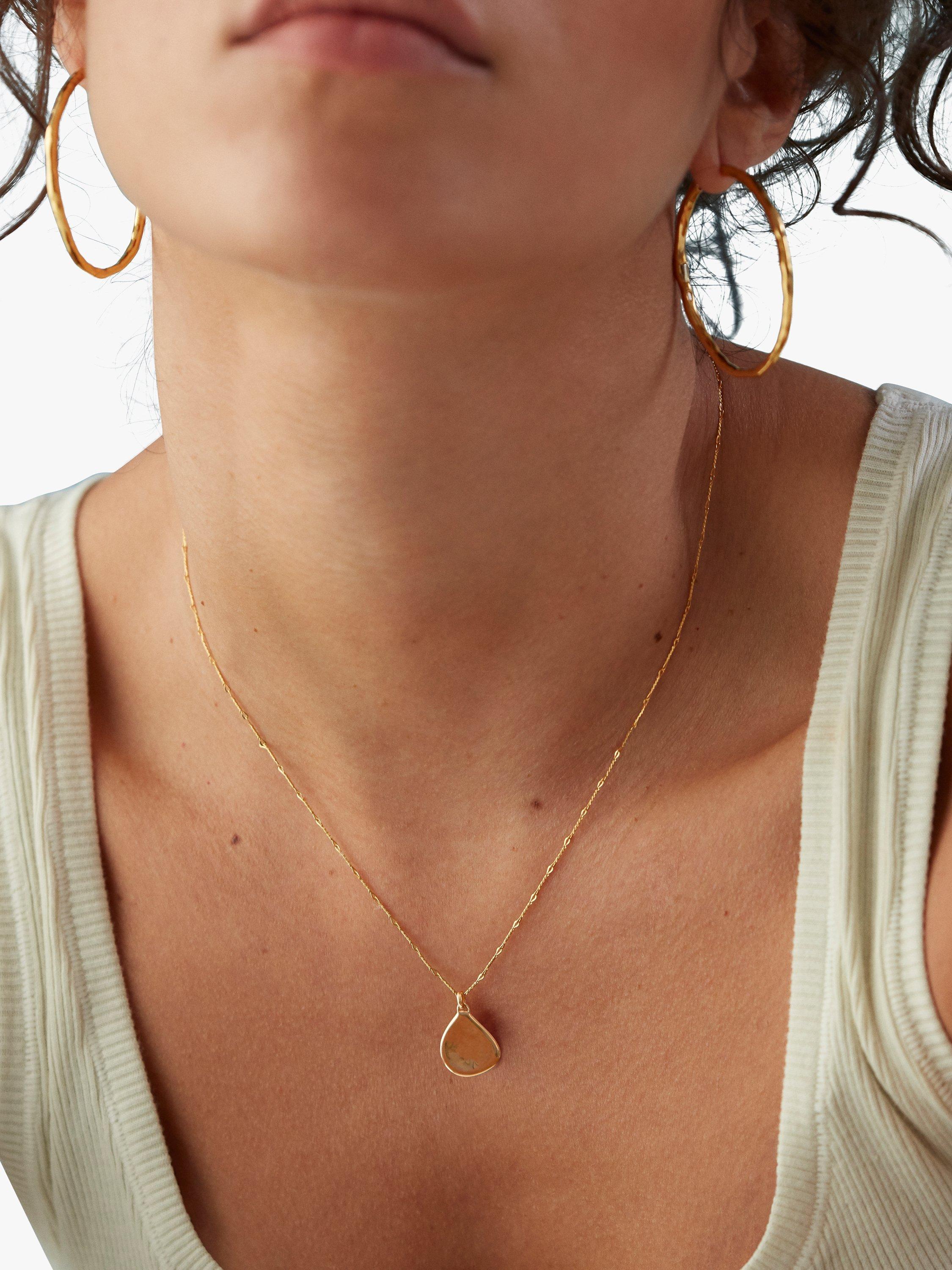 Product image 2 of 4, which shows Monica Vinader Mini Petal Fine Necklace, Gold