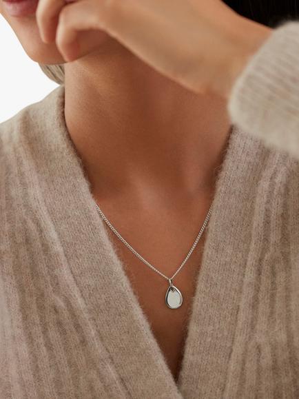 Monica Vinader Ziggy Mini Petal Pendant Necklace, Silver - view 2, Silver