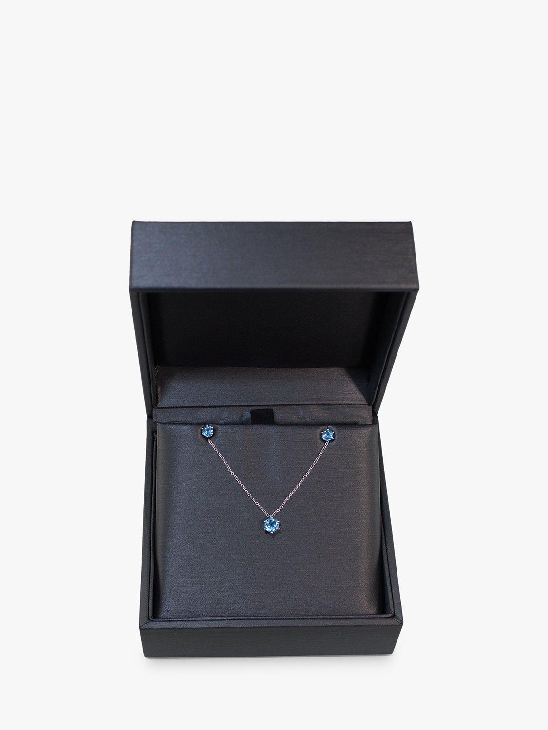 Product image 3 of 4, which shows E.W Adams 9ct White Gold Solitaire Topaz Pendant Necklace & Stud Earring Jewellery Set