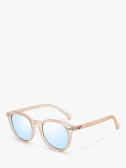 Le Specs Unisex Bandwagon Round Sunglasses, Tan/Mirror Blue L5000144