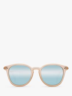 Le Specs Unisex Bandwagon Round Sunglasses - view 2, Tan/Mirror Blue L5000144