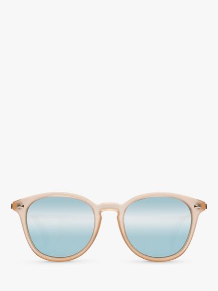 Le Specs Unisex Bandwagon Round Sunglasses - view 2, Tan/Mirror Blue L5000144