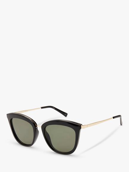 Le Specs Women's Caliente Cat's Eye Sunglasses, Black Gold, Black Gold