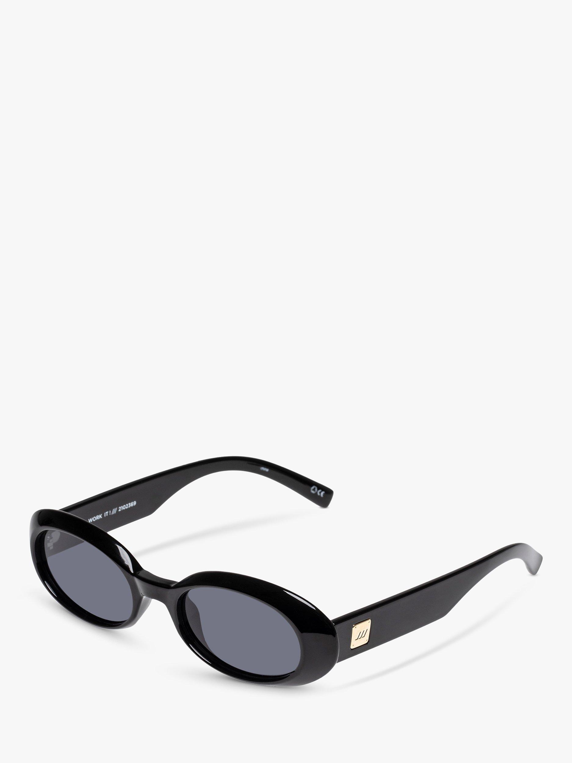 Product image 1 of 2, which shows Le Specs L5000187 Women's Work It Oval Sunglasses, Black/Grey