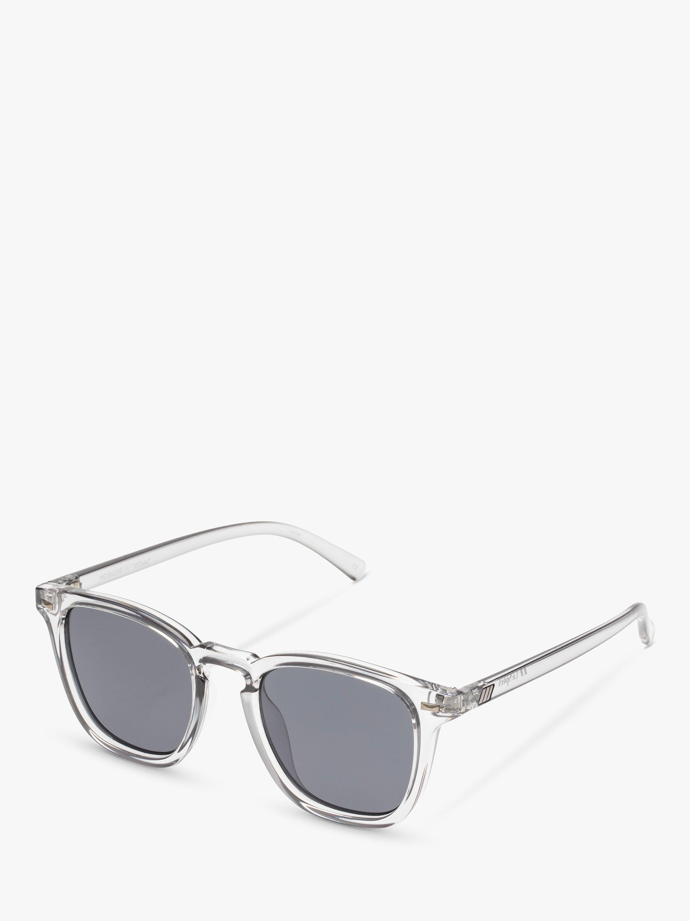 Product image 2 of 2, which shows Le Specs Unisex No Biggie Polarised D-Frame Sunglasses, Clear/Grey