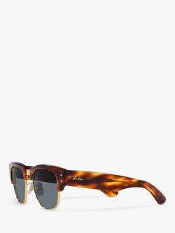 Ray-Ban RB0316S Men's Mega Clubmaster Polarised Oval Sunglasses, Striped Havana - view 2, Striped Havana