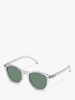 Le Specs L5000179 Unisex Bandwagon Polarised Round Sunglasses, Clear/Green, Clear/Green