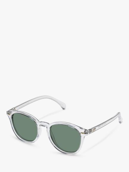 Le Specs L5000179 Unisex Bandwagon Polarised Round Sunglasses, Clear/Green, Clear/Green