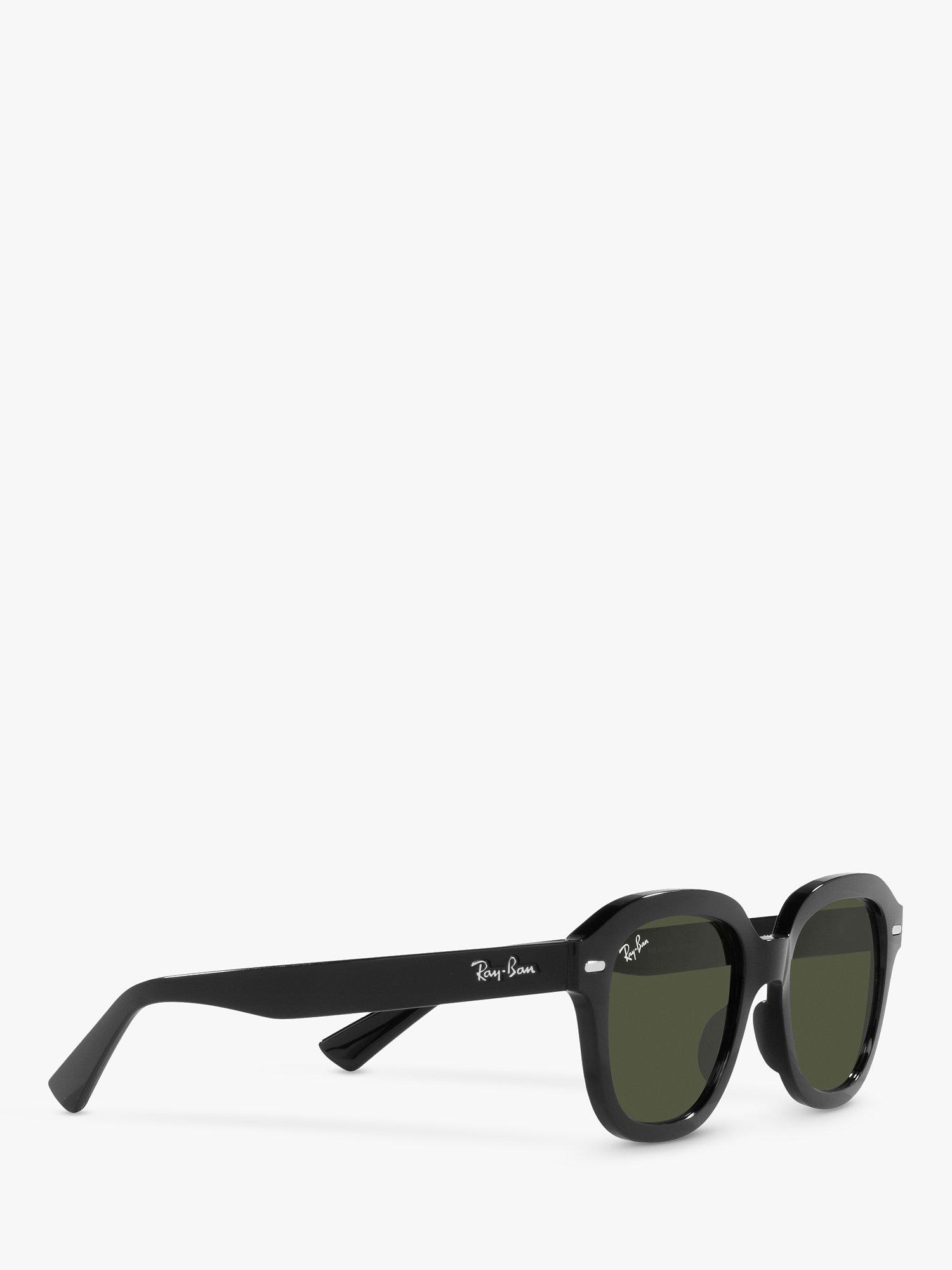 Ray-Ban RB4398 Unisex Square Sunglasses, Black/Green