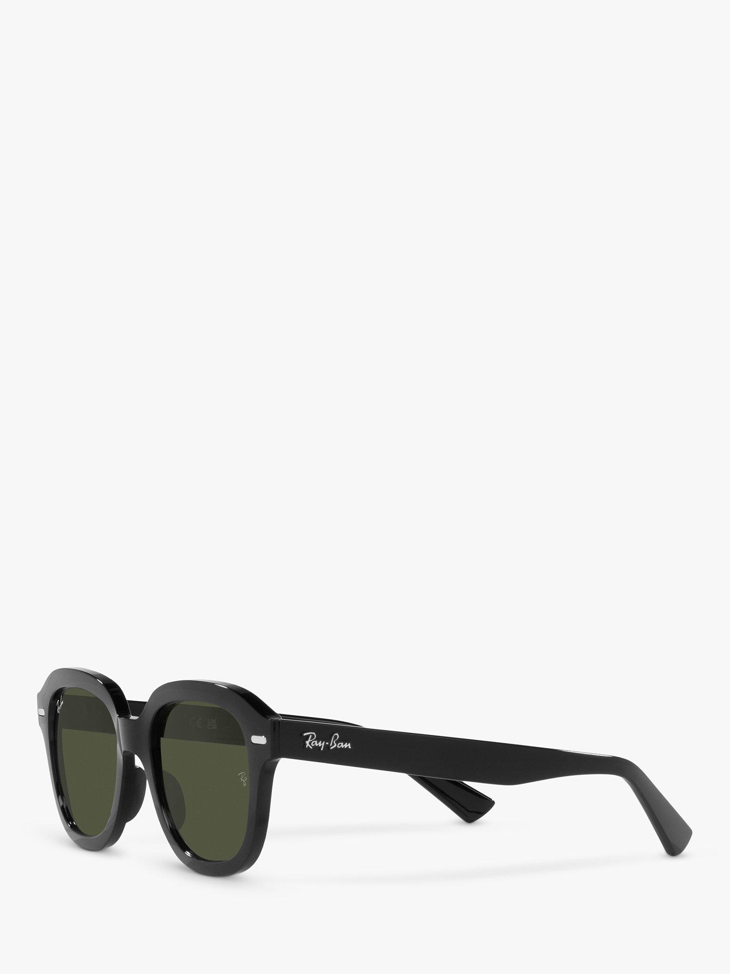 Ray-Ban RB4398 Unisex Square Sunglasses, Black/Green