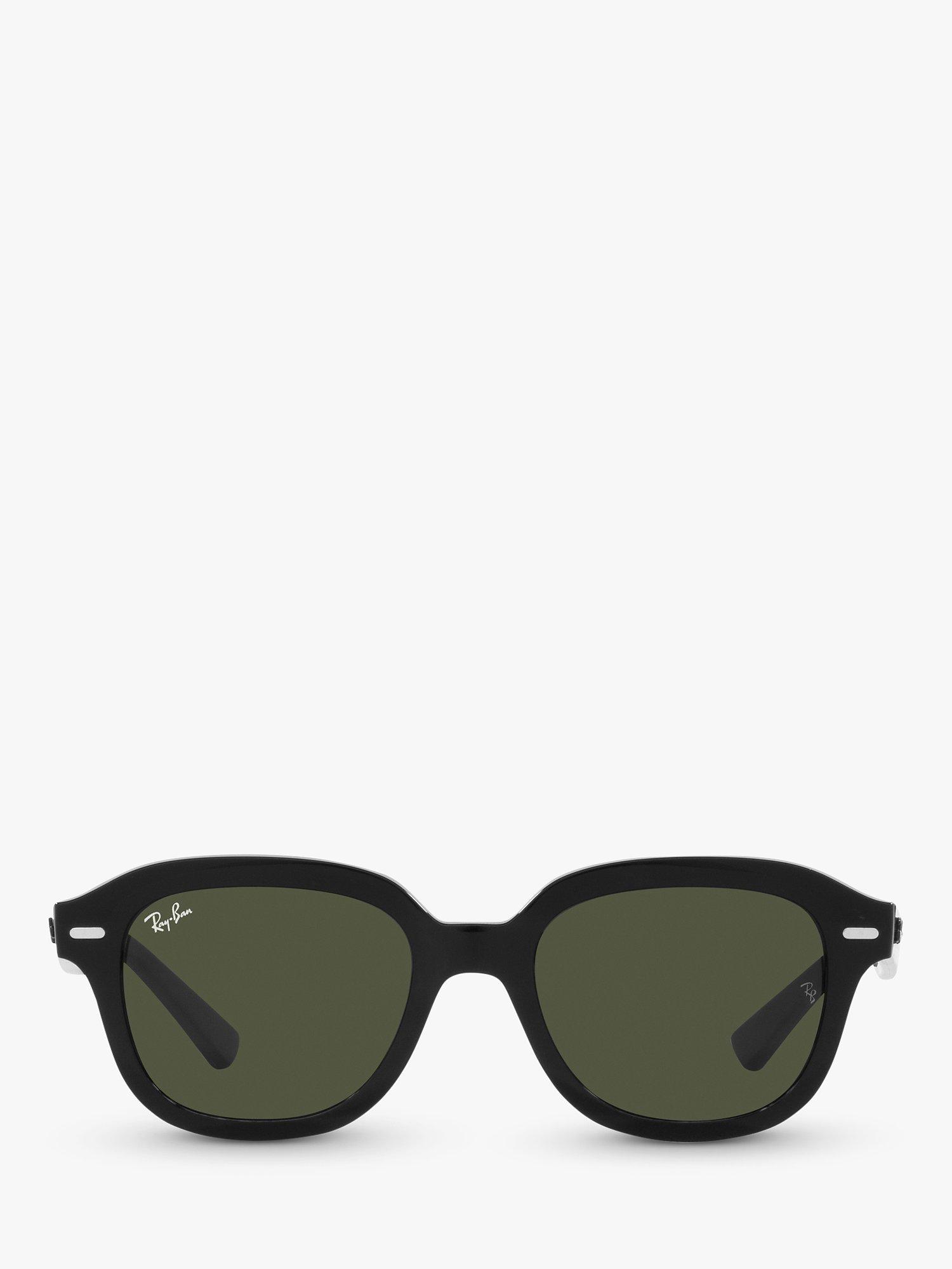 Ray-Ban RB4398 Unisex Square Sunglasses, Black/Green