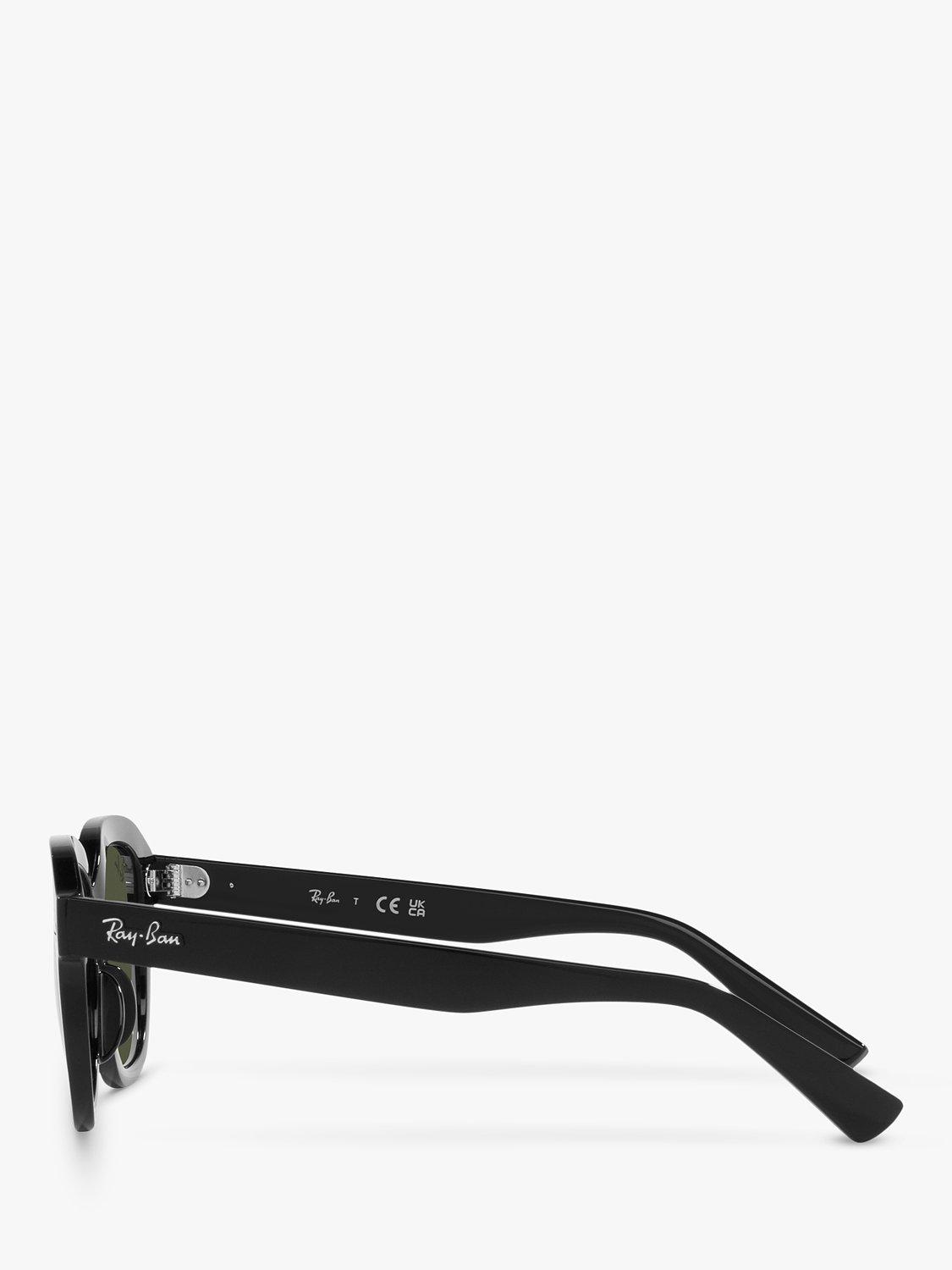 Product image 4 of 11, which shows Ray-Ban RB4398 Unisex Square Sunglasses, Black/Green