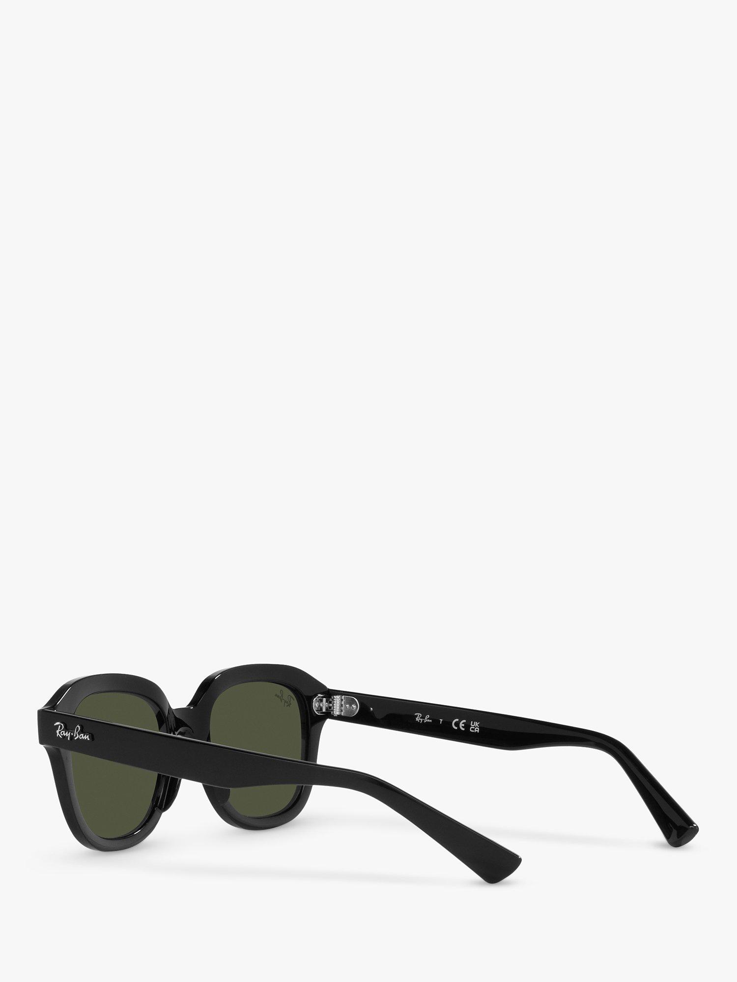 Product image 5 of 11, which shows Ray-Ban RB4398 Unisex Square Sunglasses, Black/Green