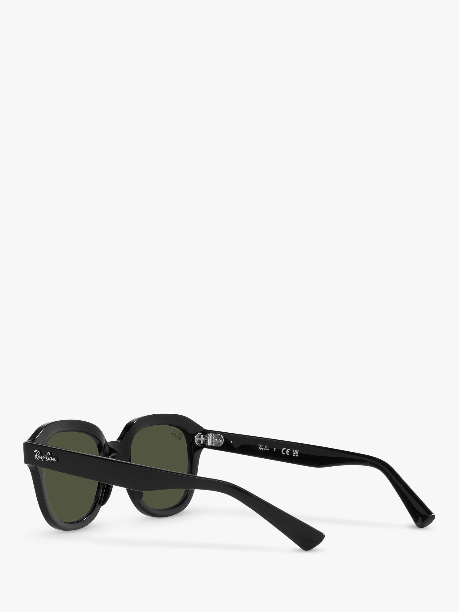 Ray-Ban RB4398 Unisex Square Sunglasses, Black/Green