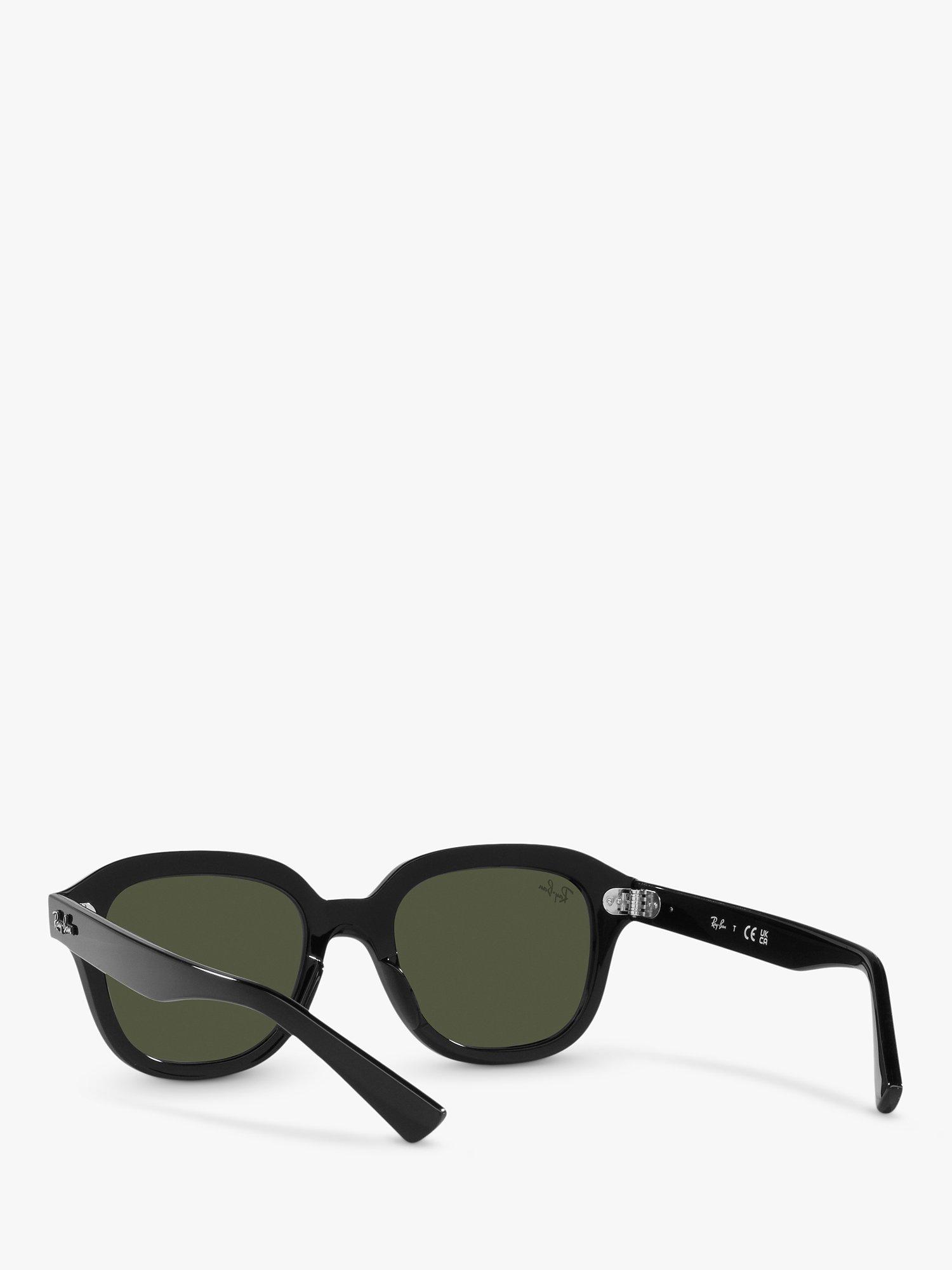 Ray-Ban RB4398 Unisex Square Sunglasses, Black/Green