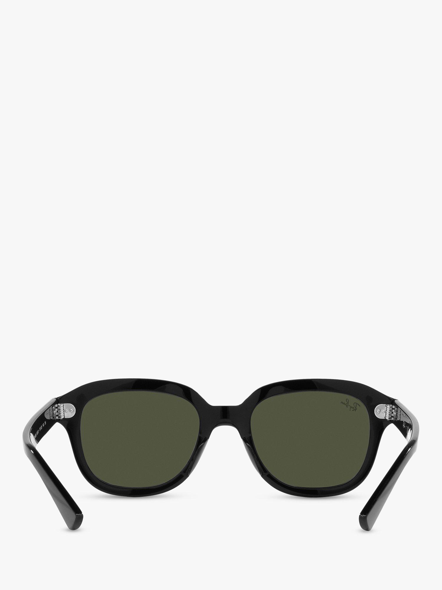 Ray-Ban RB4398 Unisex Square Sunglasses, Black/Green