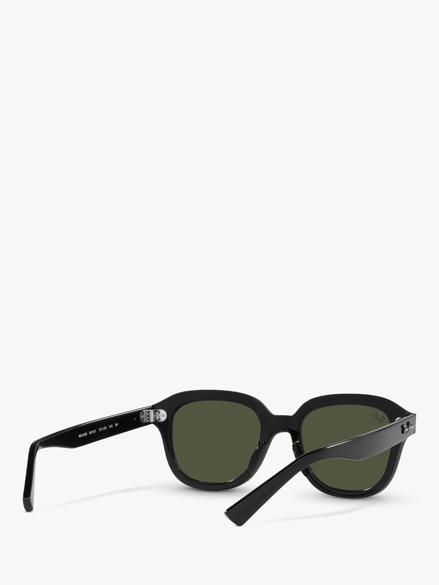 Ray-Ban RB4398 Unisex Square Sunglasses, Black/Green