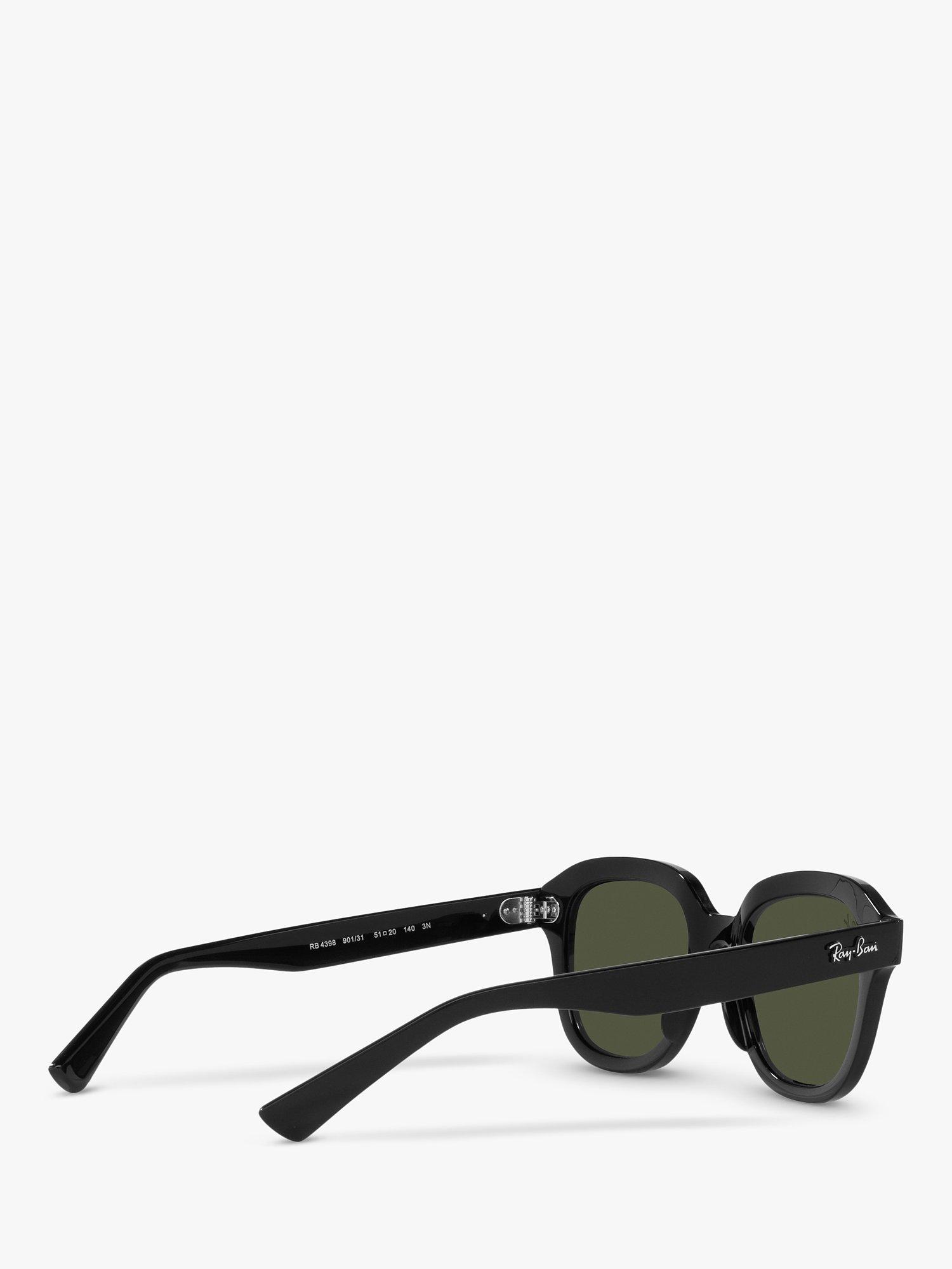 Ray-Ban RB4398 Unisex Square Sunglasses, Black/Green