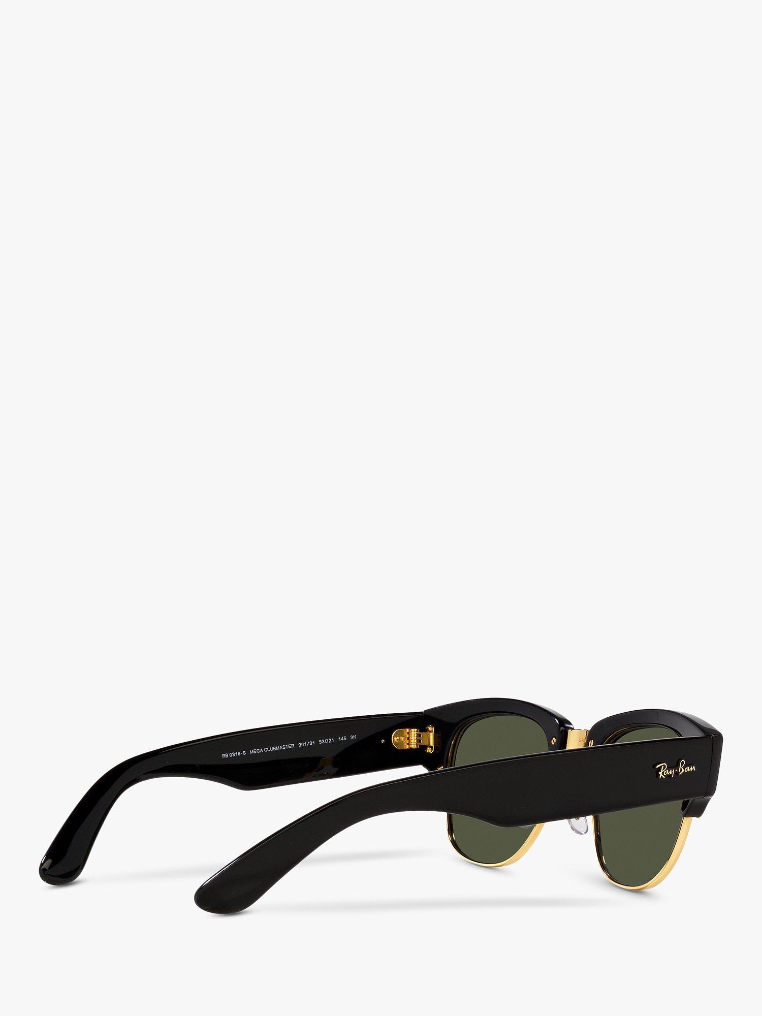 Product image 9 of 11, which shows Ray-Ban RB0316S Unisex Mega Clubmaster Cat's Eye Sunglasses, Black/Gold