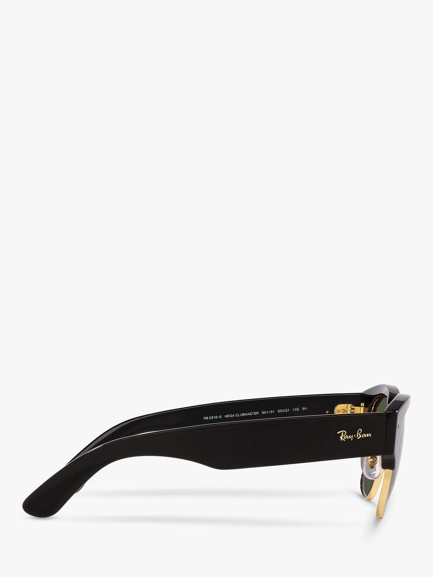 Product image 10 of 11, which shows Ray-Ban RB0316S Unisex Mega Clubmaster Cat's Eye Sunglasses, Black/Gold