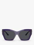 Versace VE4452 Women's Irregular Sunglasses, Transparent Purple